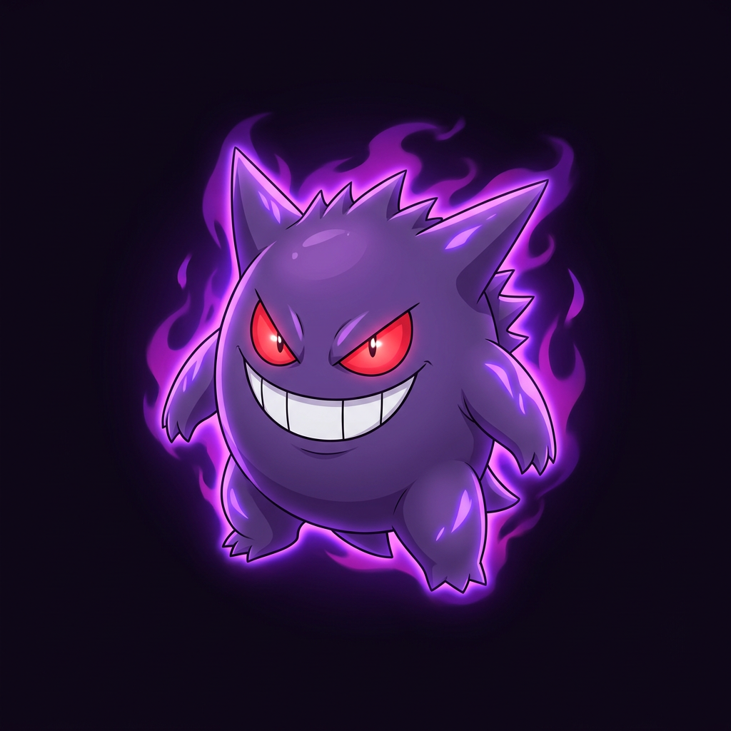 Gengar floating with a mischievous grin and purple aura